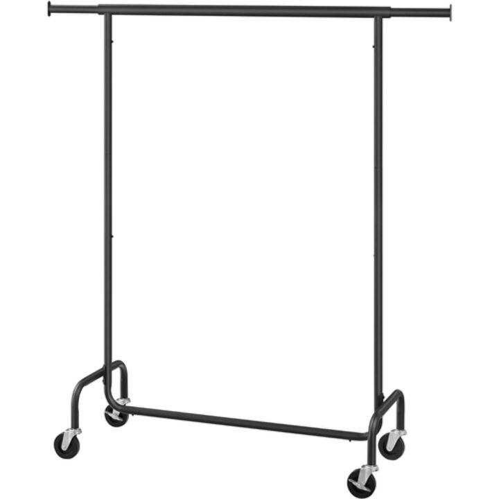 Hivvago Matte Black Heavy Duty Metal Garment Rack Clothes Hanging Bar on Wheels