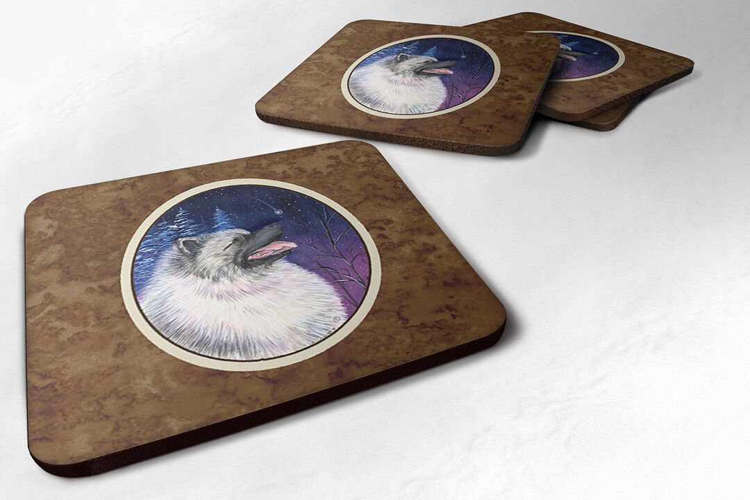 Caroline's Treasures SS8350FC Starry Night Keeshond Foam Coasters Set of 4 (Set of 4), 3.5 H x 3.5 W, Multicolor