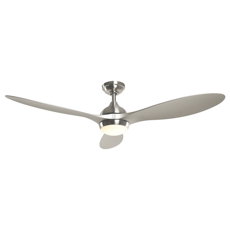 56 in. Integrated LED Brushed Nickel Downrod Mount Ceiling Fan with Light and Remote