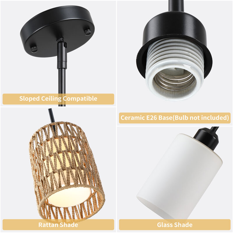 15" Modern Boho Rattan Mini Pendant Light image number 6
