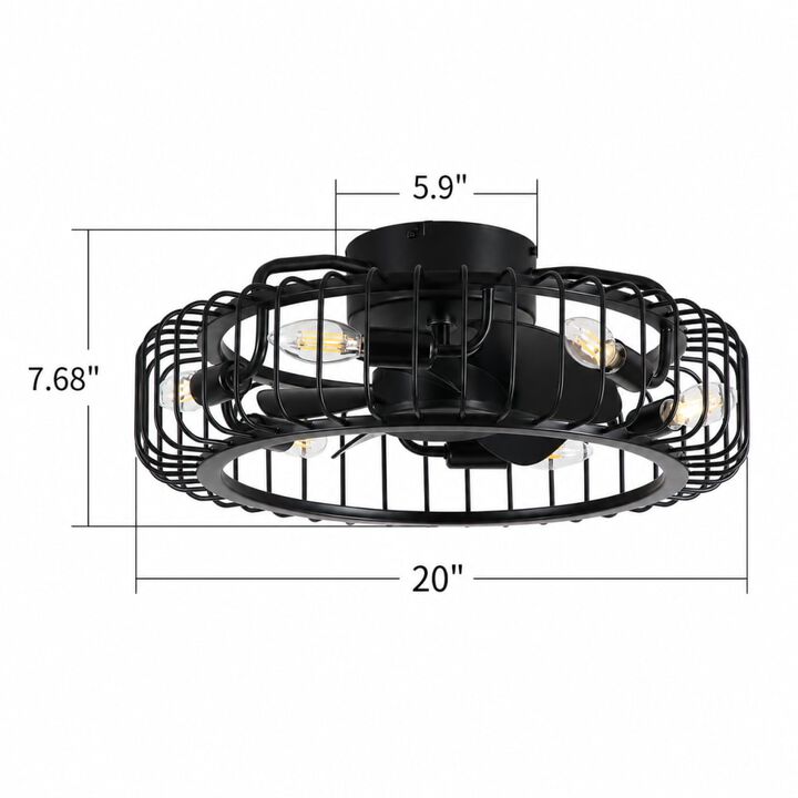 ELEMENT ACE Low Profile Industrial Flush Mount Ceiling Fan with Lights, Reversible Quiet Motor and Remote Control