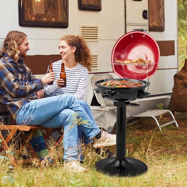 Hivvago 1600W Portable Electric BBQ Grill with Removable Non-Stick Warming Rack