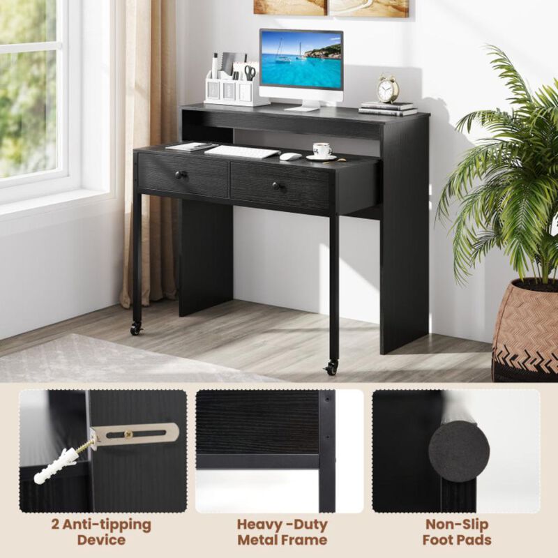 Hivvago Extendable Computer Desk with Pull Out Secondary Desk