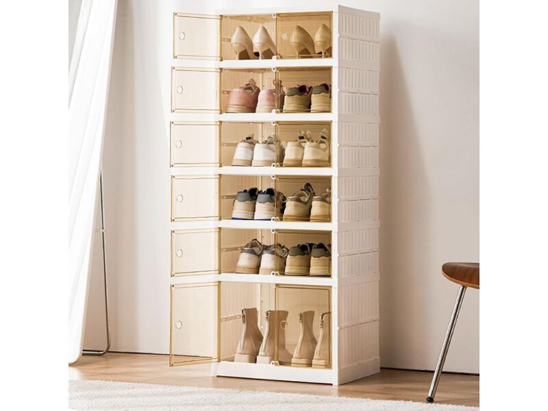 Entryway Shoe Storage Cabinet 6 Tier Closet Clear Foldable image number 1