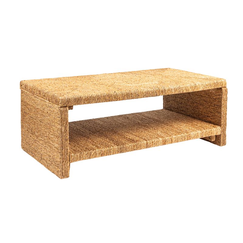 Woven Water Hyacinth & Acacia Wood Coffee Table image number 0
