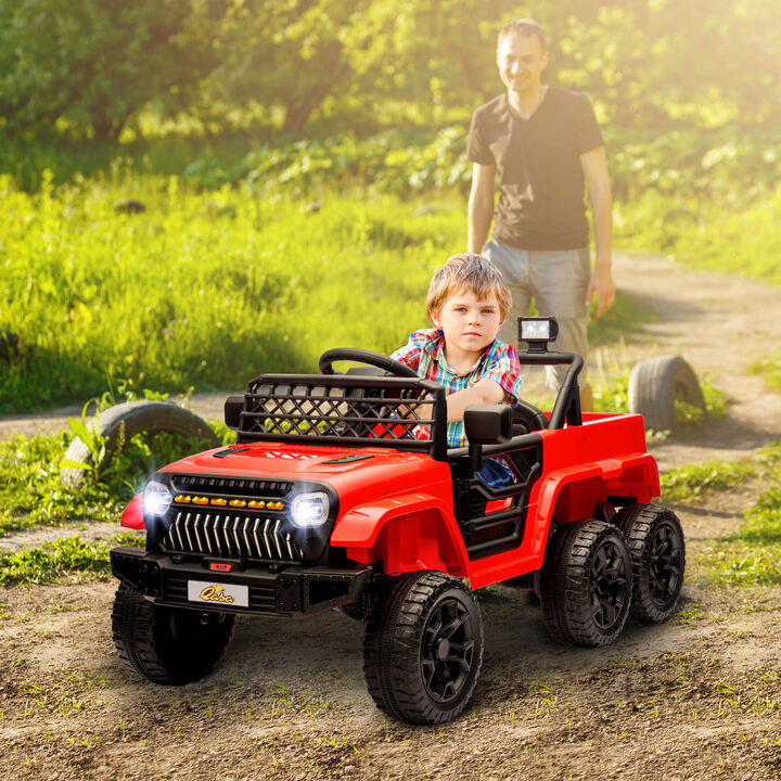BreeBe 12V 4x4 Kids Electric Car w/ 2WD/4WD Switchable, Remote Control, Spring Suspension System, Back Trailer