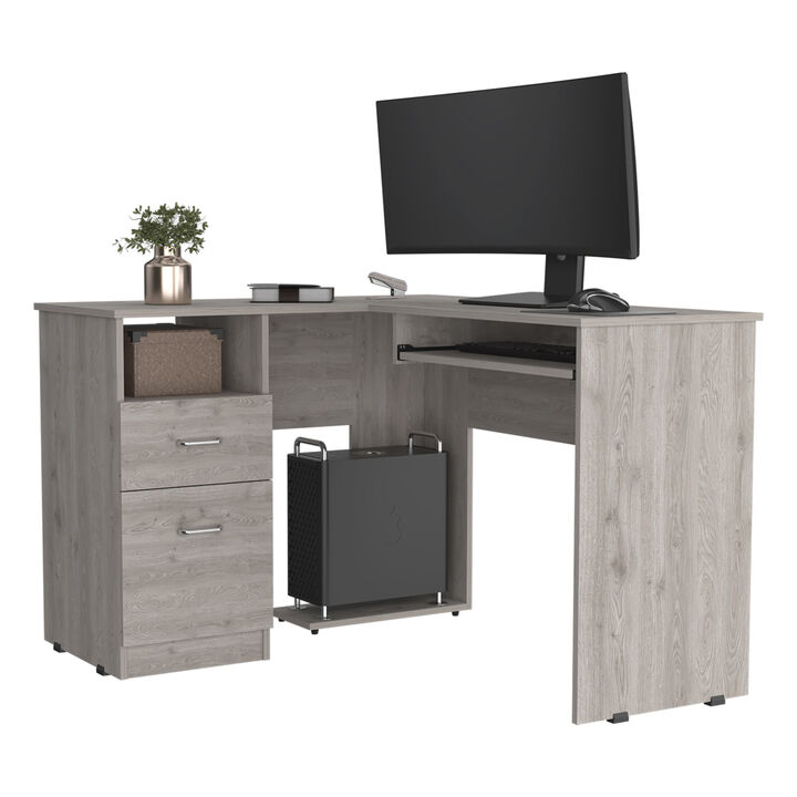 Streamdale Glendale 2-Drawer 1-Shelf L-Shaped Computer Desk Light