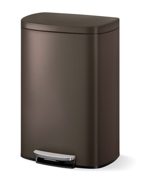 Rustproof Stainless Steel Step-On Trash Can with Lid, Inner Bucket & Rear Handle &ndash; Hands-Free, Durable for Kitchen & Bathroom.