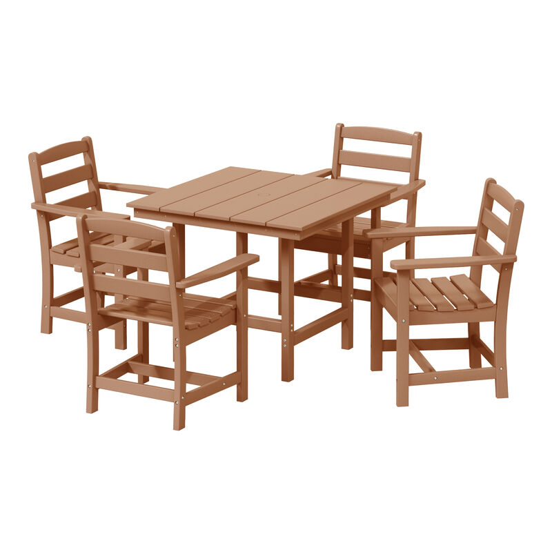 WestinTrends 5-Piece HDPE Outdoor Square Patio Dining Table Set with Armchairs