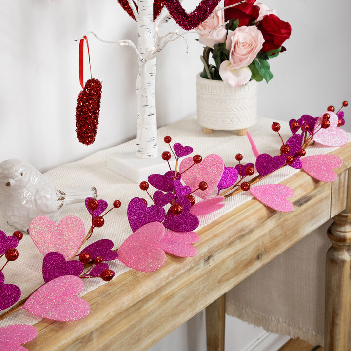 6' Glittered Hearts and Berries Valentine's Day Garland