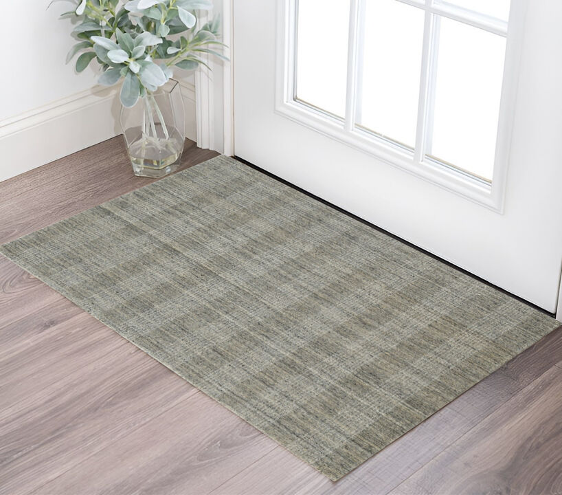HomeRoots Wool Plaid Hand Woven Area Rug