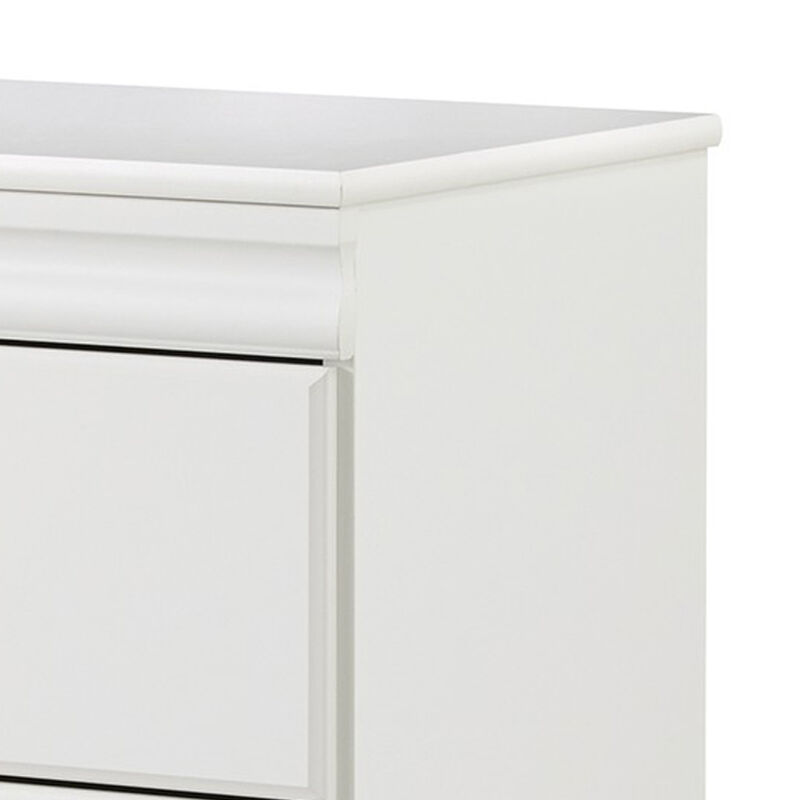 Roso Wide Dresser, Classic White, 25 Inch, 2 Drawers, Pewter Handles