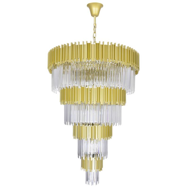 CWI Lighting Deco 34 Light Down Chandelier With Medallion Gold Finish