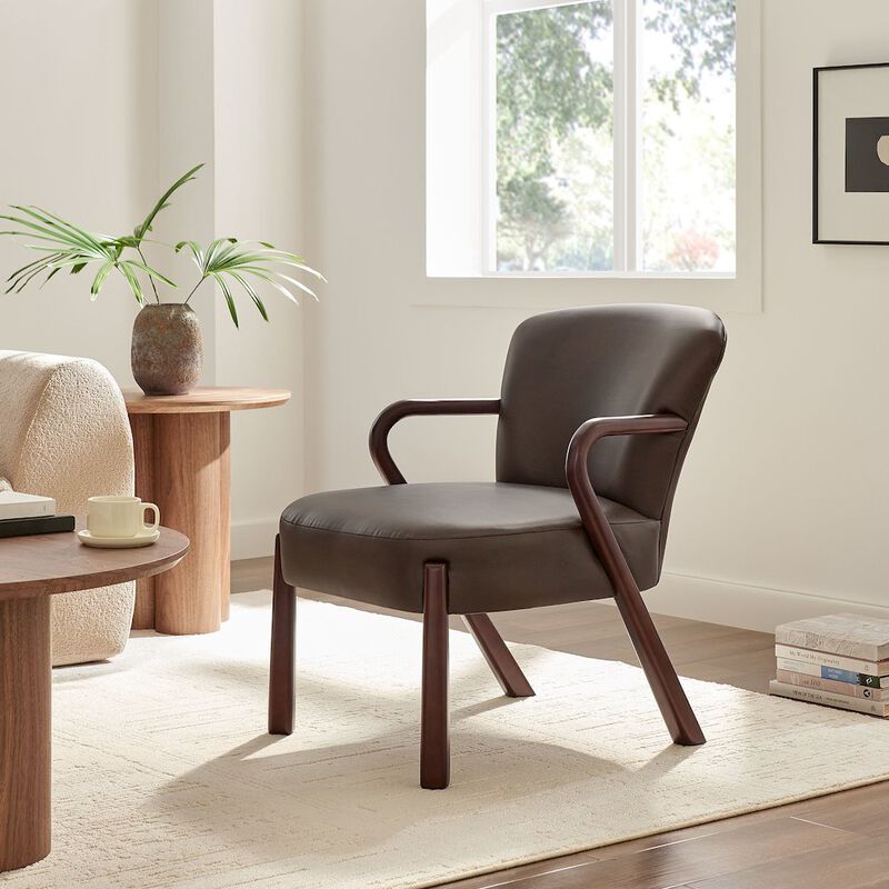 Arden Faux Leather Upholstered Accent Armchair image number 7