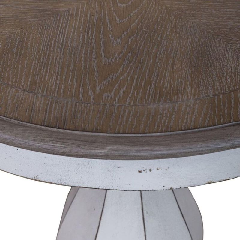 Liberty Furniture Antique White Accent Table with Round Top, Rustic Side Table Style image number 4