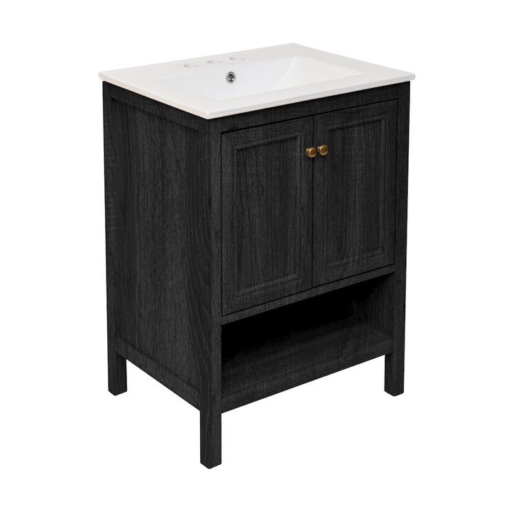 24" Freestanding Bathroom Vanity with 3-Hole Widespread Sink Top