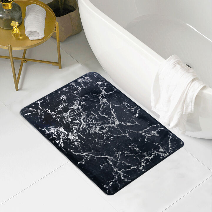 RT Designers Collection Galactic Rabbit Fur Premium Foam Rug 17" x 24" Navy with Silver Foil