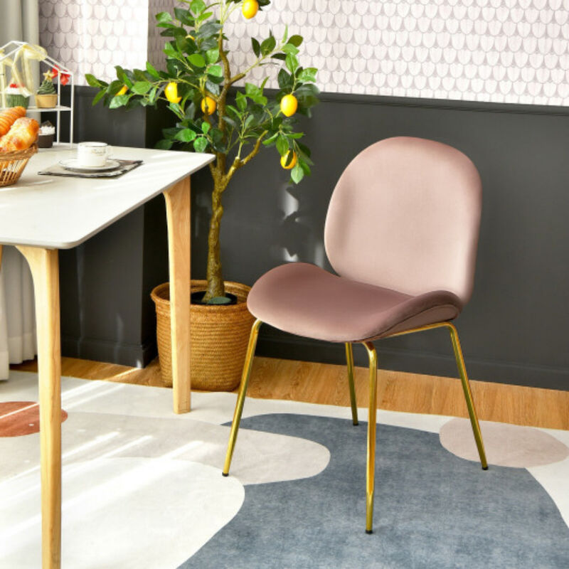 Set of 2 Velvet Accent Chairs with Gold Metal Legs