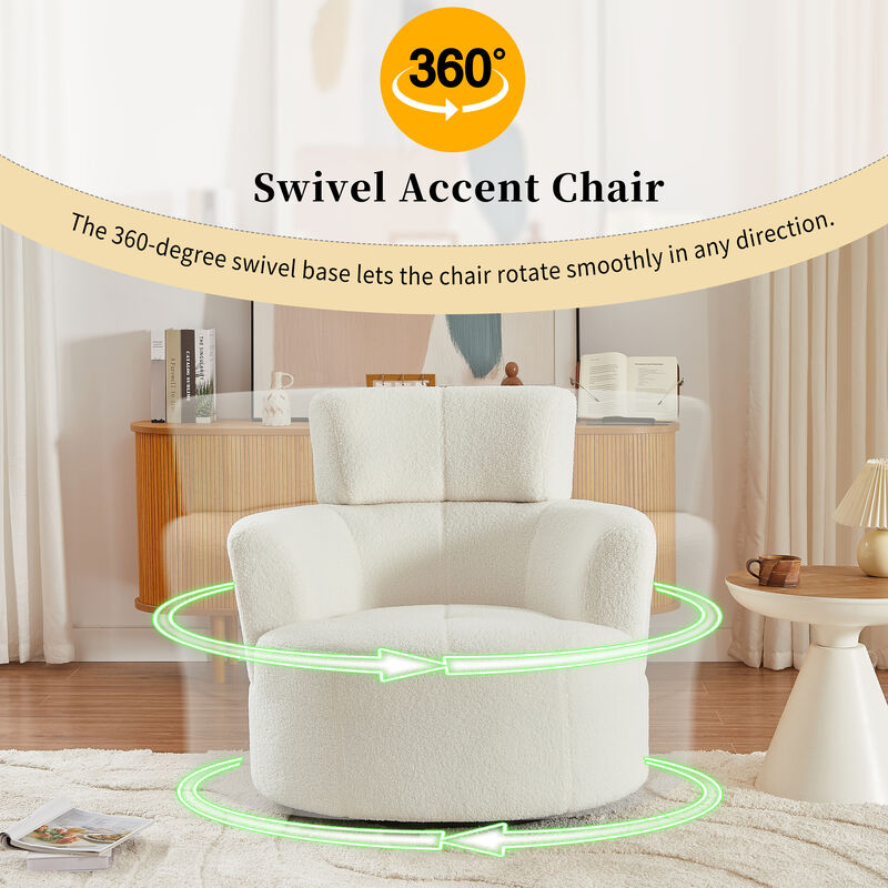 Merax 360° Swivel Round Sofa Chair Accent Barrel Chair