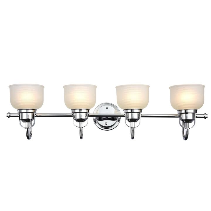 Chloe  34 in. Lighting Ironclad IndustrialStyle 4 Light Chrome Bath Vanity Wall Fixture  Frosted Prismatic Glass  Chrome