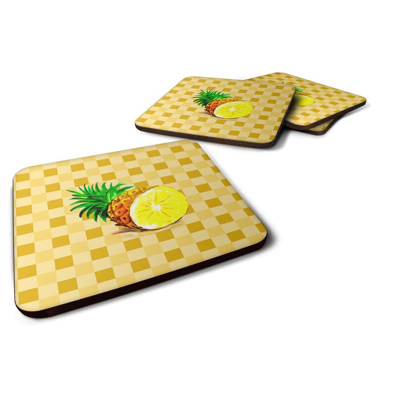 Caroline's Treasures Top of Pineapple Cut on Basketweave Decorative coasters, 3.5, Multicolor