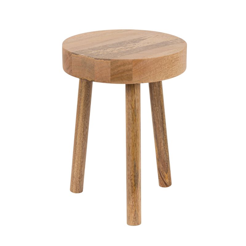 Round Mango Wood Stool, Natural image number 0