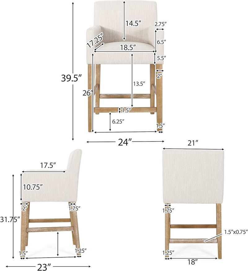 Merax Upholstered 26 inch Counter Stool image number 4