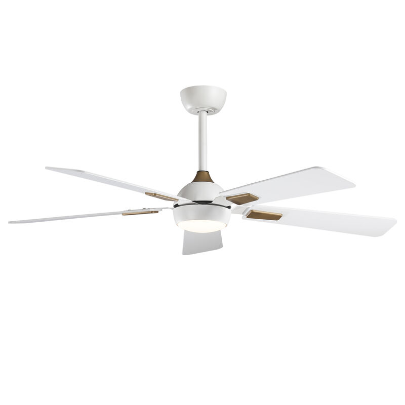 52" Modern Matte White Reversible Dimmable Smart Ceiling Fan with Light, APP Control and Remote image number 0