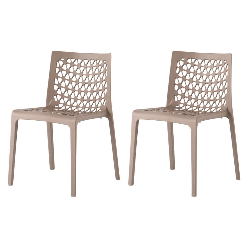 HomeRoots Set of Two Gray Heavy Duty Plastic Outdoor Stacking Dining Chairs image number 0