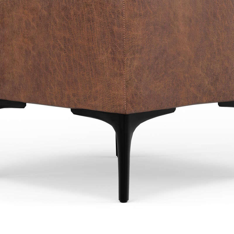 Natasha 18 inch Wide Contemporary Square Mid&nbsp;Century Storage Ottoman with Tray in Distressed Saddle Brown  Vegan Faux Leather, Assembled image number 9