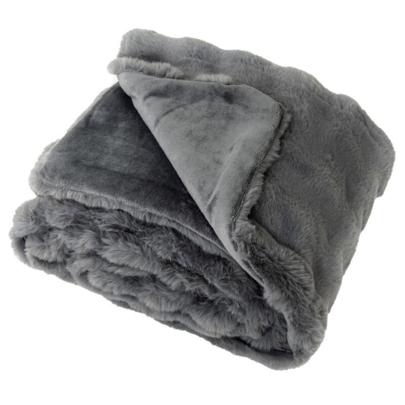 Fuzzy Plush Rabbit Fur Bubble Throw Blanket image number 0