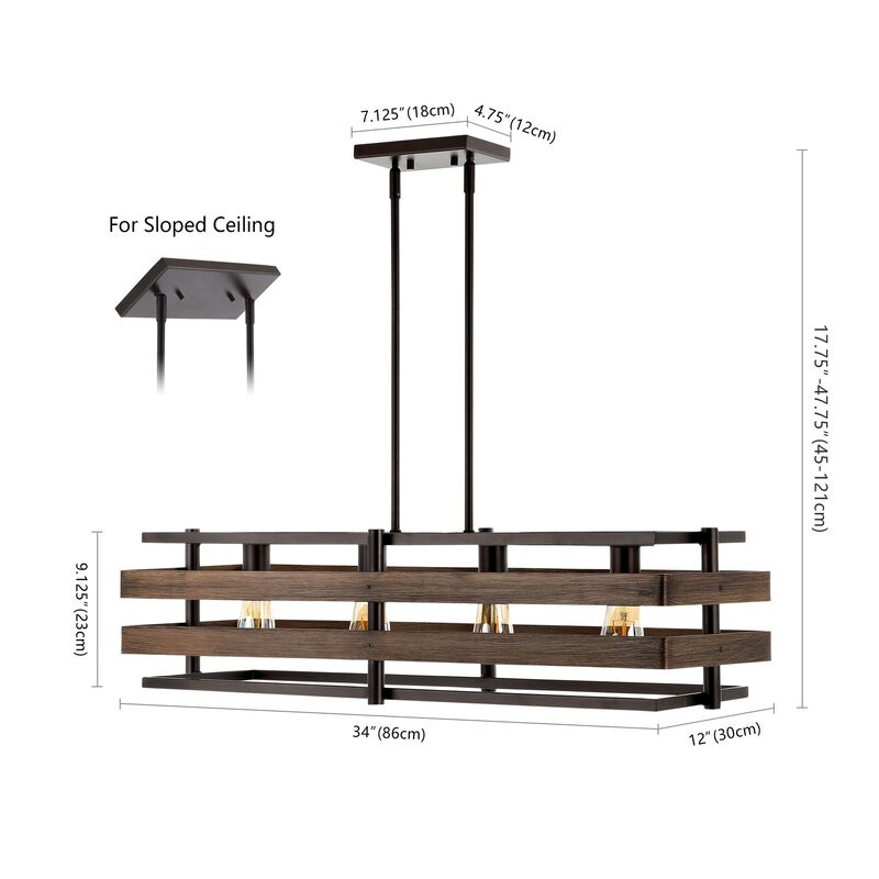 Horizon 4-Light Rustic Farmhouse Iron Linear LED Pendant