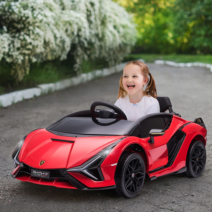 BreeBe 12V Lamborghini SIAN Licensed Electric Car for kids with Remote Control, Horn, Music, & Headlights