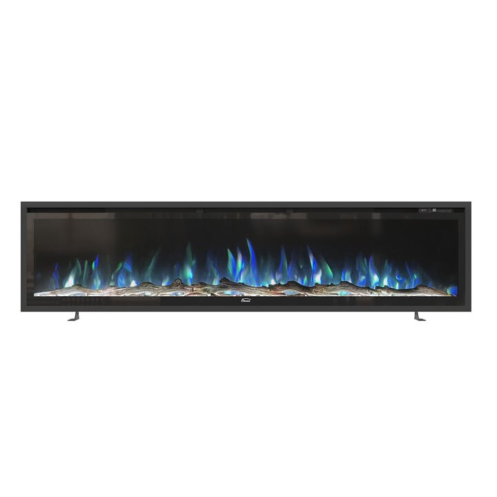 Clihome 72" Wall Mount/Recessed/Stand-Alone Electric Fireplace with Timer, Adjustable Flame Color