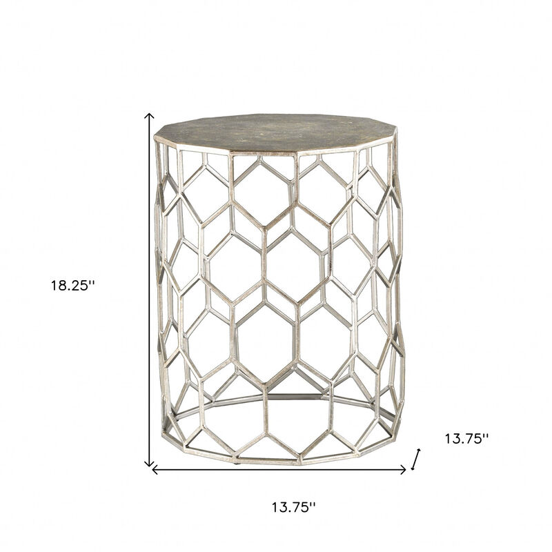Honeycomb Hexagonal End Table with Sturdy Base, Perfect for Living Room or Bedroom