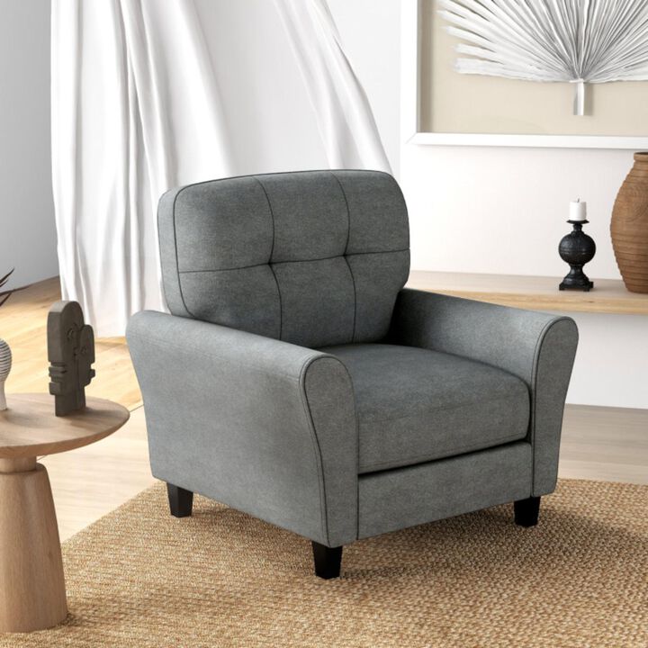 Hivvago Modern Upholstered Accent Chair with Rubber Wood Legs-Gray
