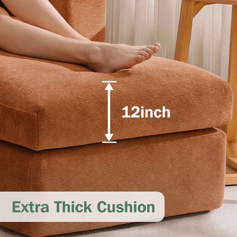 Vipbear 160" Oversized U Shaped Cloud Sectional Sofa Boneless Modular Couch with Movable Ottoman image number 6