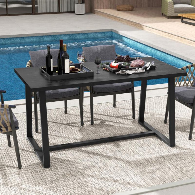 Hivvago Large Dining Table with Heavy-duty Metal Frame and Anti-slip Foot Pads.