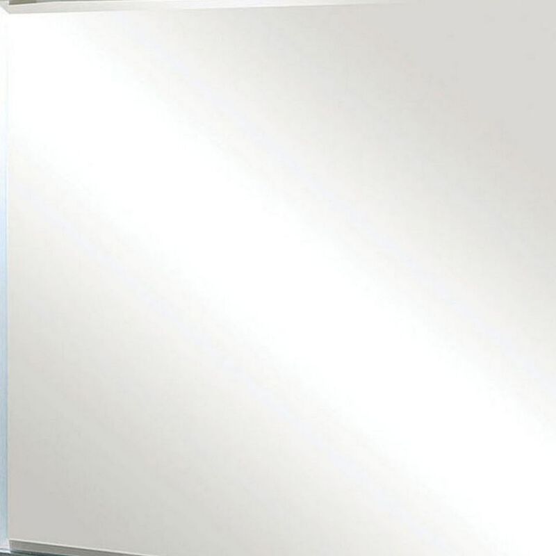 Mirror with LED and Mirrored Trim Accent, Silver-Benzara image number 4