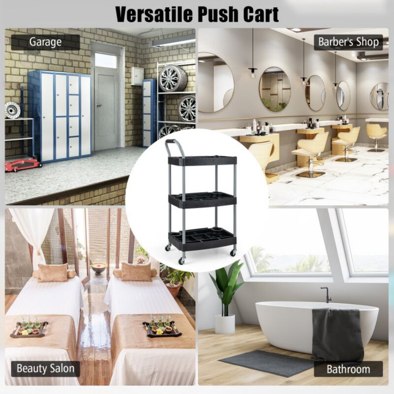 3-Tier Rolling Utility Cart with Lockable Wheels for Garage and Salon image number 8