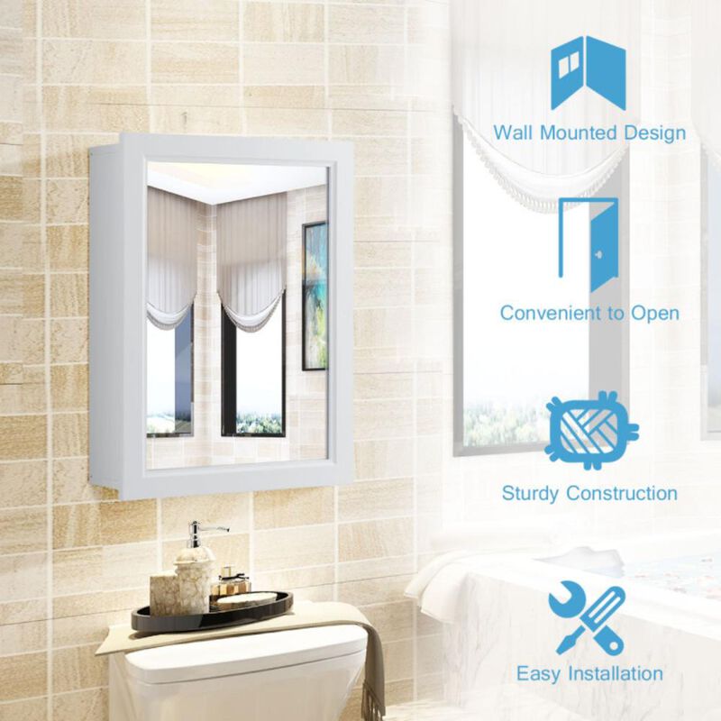Hivvago Mirrored Bathroom Medicine Cabinet with Single Door and Adjustable Shelf