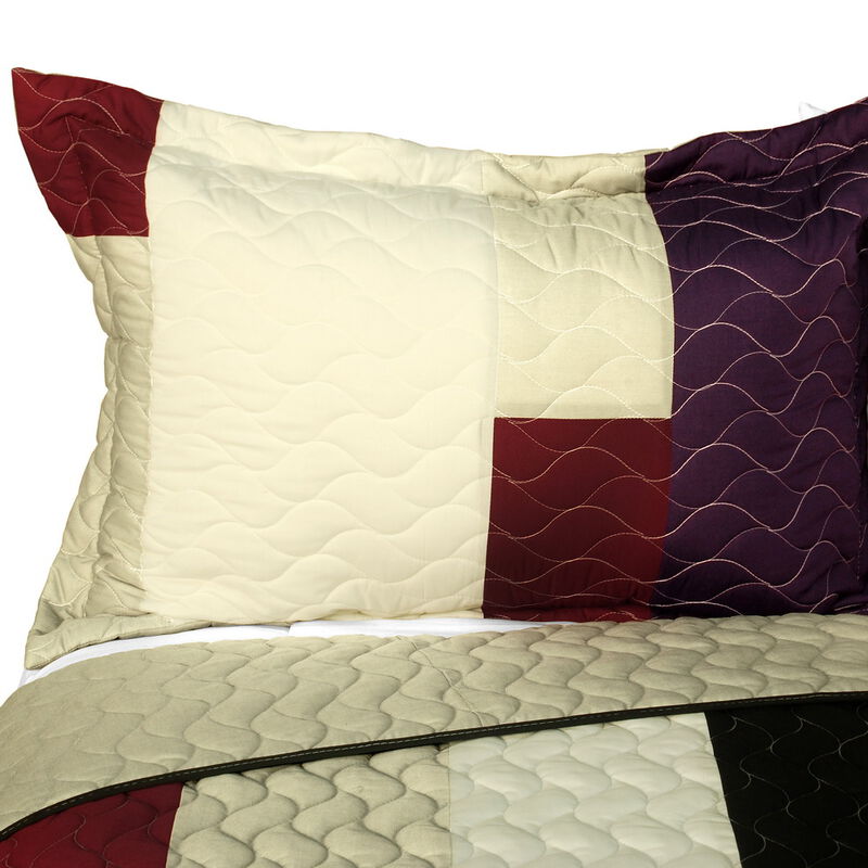 Eternal Promiss Quilted Patchwork Quilt Set 3PC Queen Size Cozy Bedding image number 4