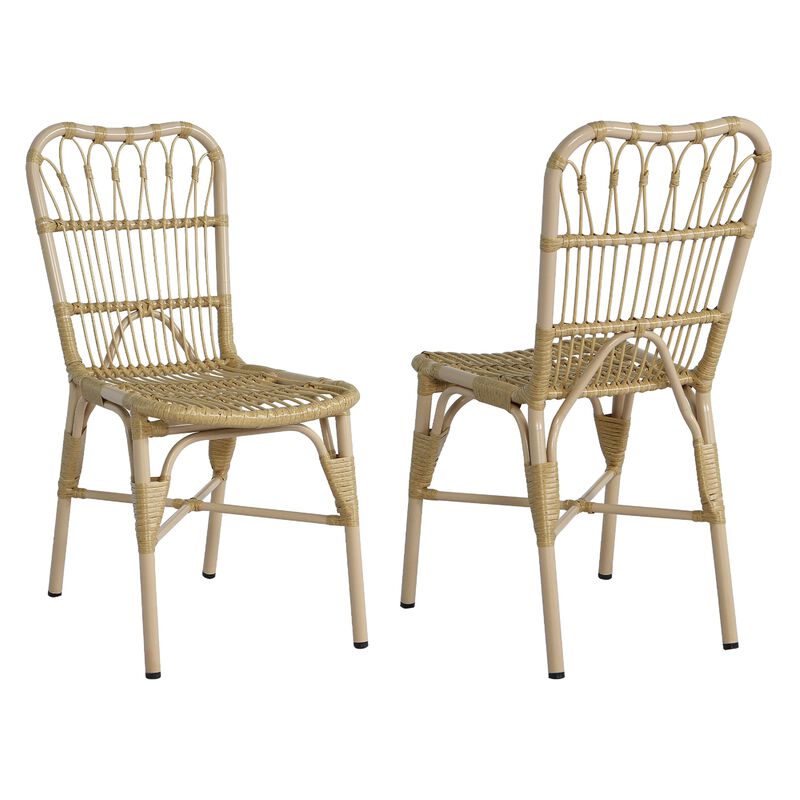 Merax Outdoor PE Wicker Patio Dining Chairs Set of 2