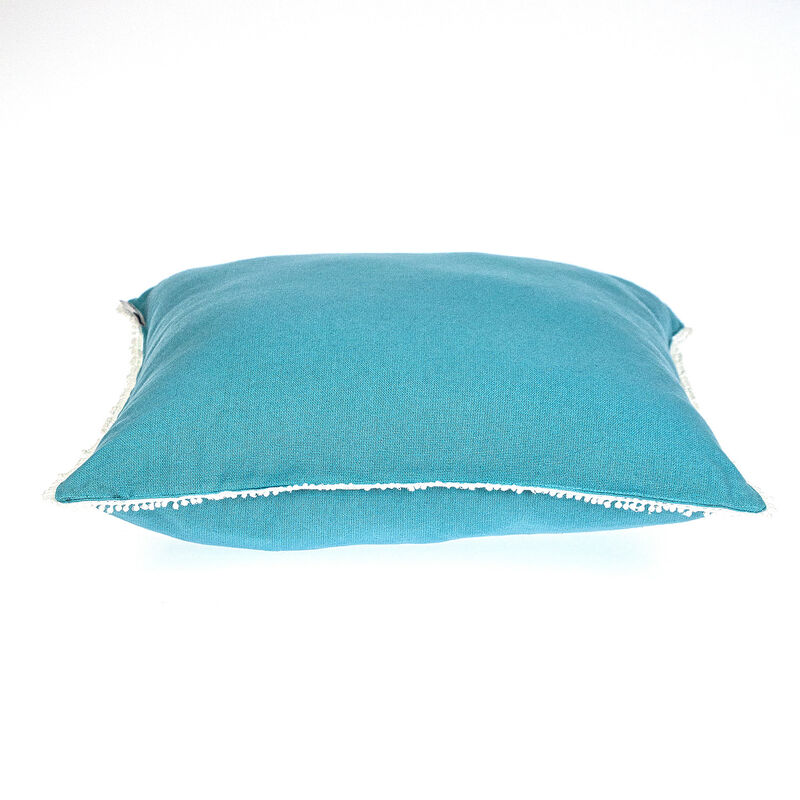 HomeRoots 16" Aqua Cotton Throw Pillow with Scalloped Edges image number 2