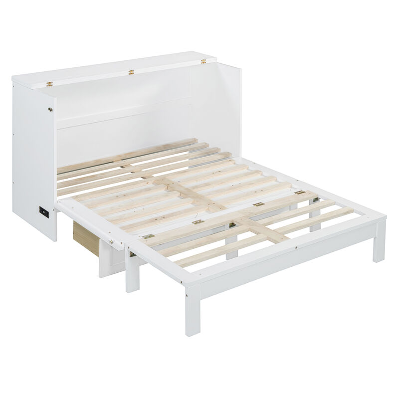 Whisen Modern Design Full Size Murphy Bed, Folded into a Cabinet with Large Drawers