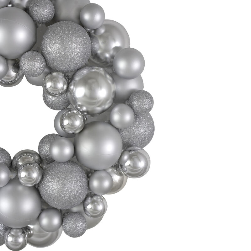 Silver Splendor 3-Finish Shatterproof Ball Christmas Wreath  13-Inch image number 2