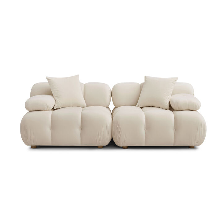 Calliope Cream Performance Velvet Modular Loveseat