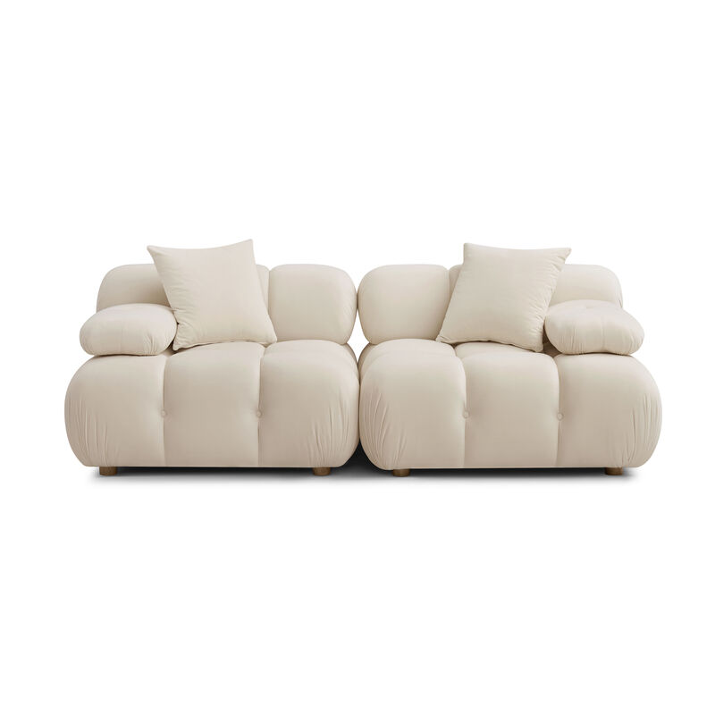 Calliope Cream Performance Velvet Modular Loveseat image number 1