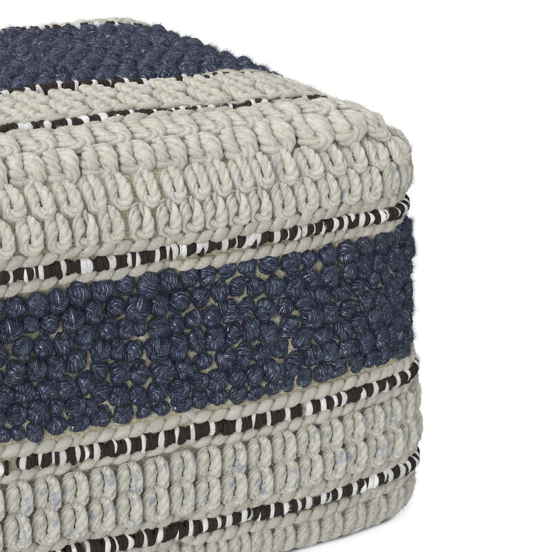 Simpli Home Grady 24W Square Stripe Woven Pouf image number 7