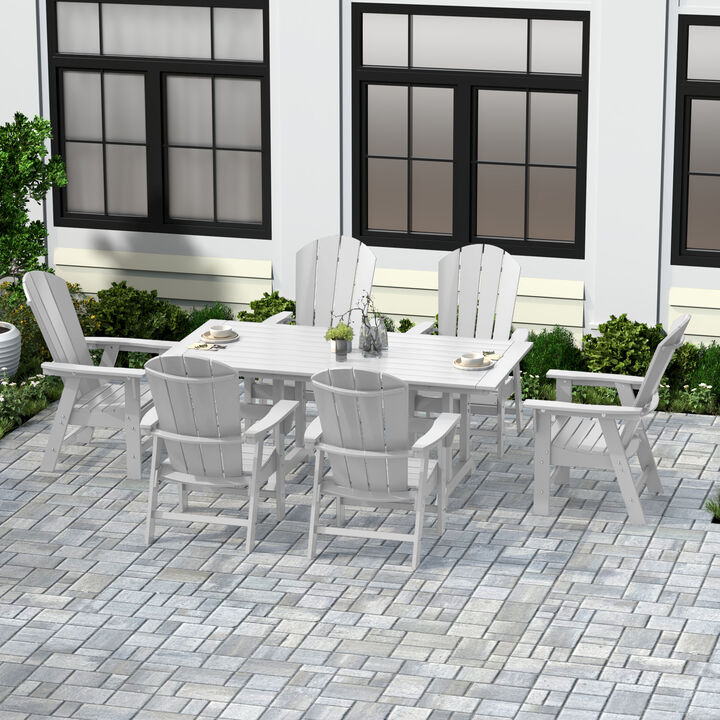 WestinTrends 7 Piece Outdoor Patio Dining Table and Adirondack Armchair Set